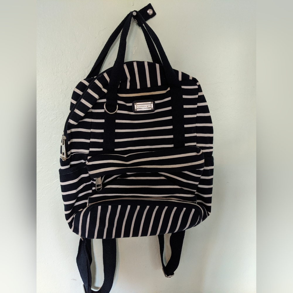 Striped Black and White Backpack